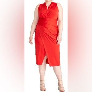 Elegant Red Faux Wrap Rachel Rachel Roy Dress - 2X